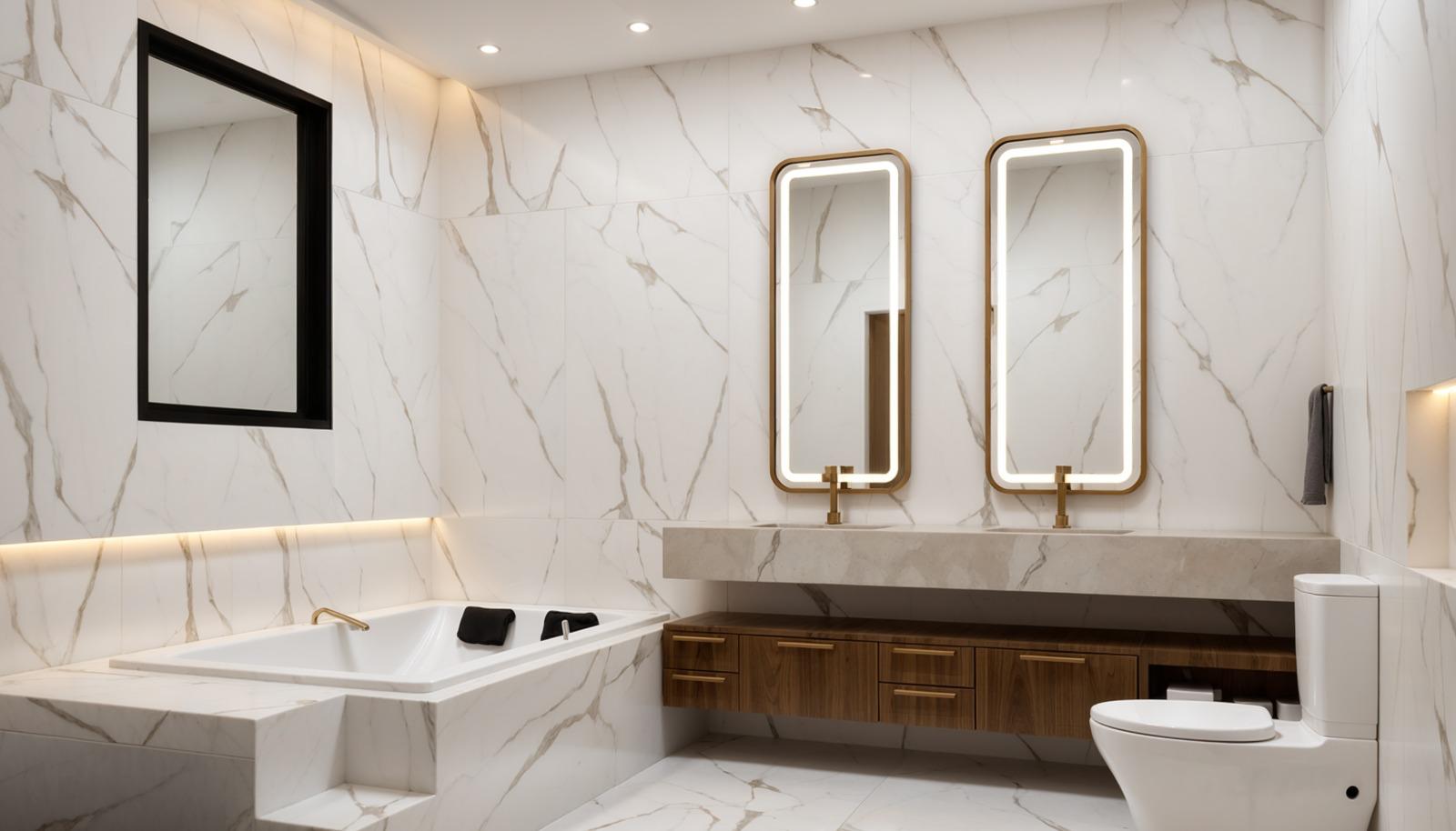 Banheiro de luxo com banheira de imersão